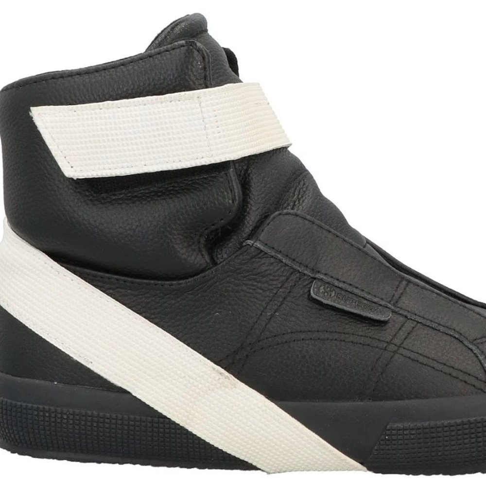 NEW Superga Men's Sneaker 11.5 45 Black High Top Leather Hook & Eye Closure